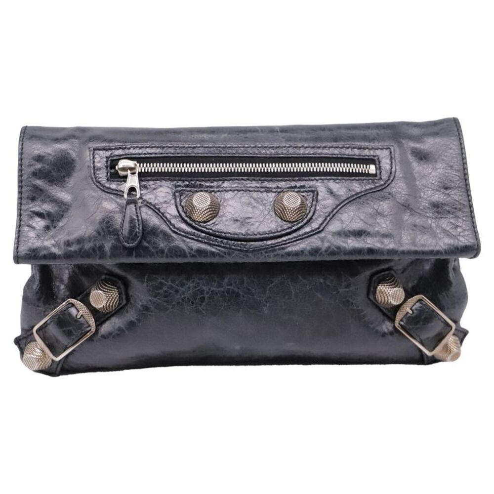 Balenciaga Giant 21 Envelope Clutch Bag in Black Leather